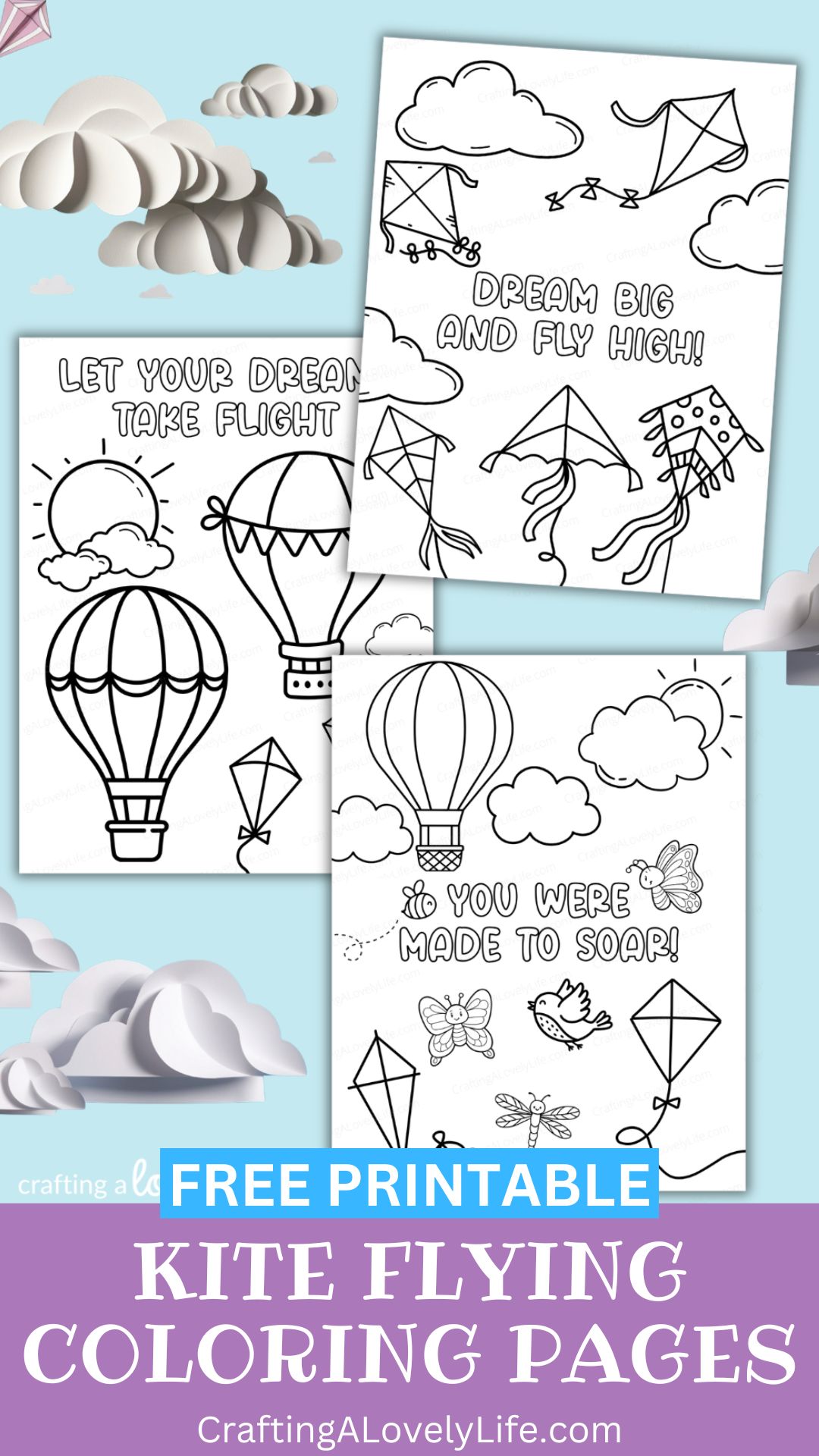 Free Printable Kite Flying Coloring Pages for Kids